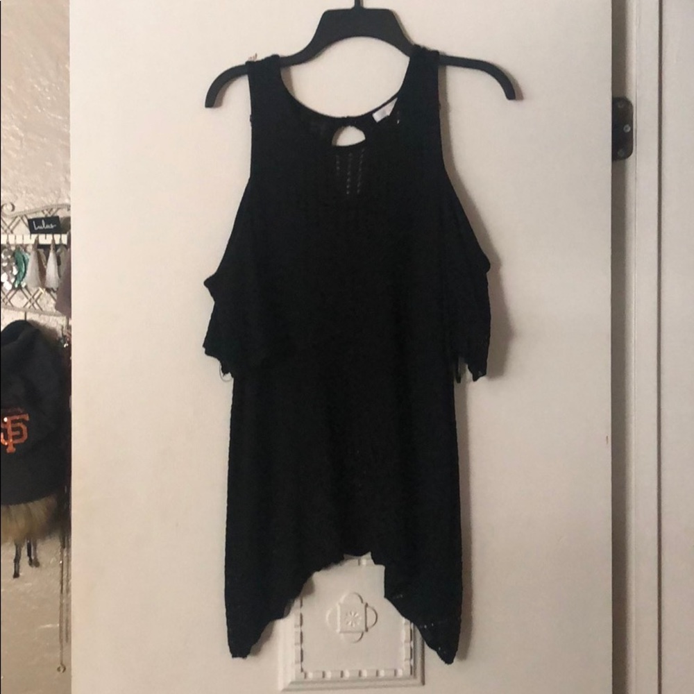 Black open shoulder top
